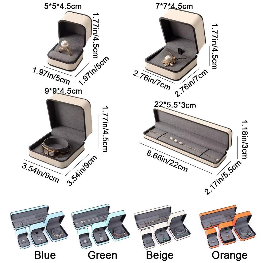 Black Edge PU Jewelry Box Round Corner Jewelry Display Box Modern Ring Gift Box  Wedding