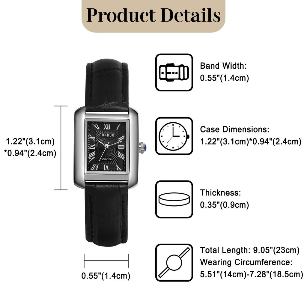 Watch Leather Strap Simple Square Analog Waterproof Leather Strap Casual Business Fashion Watch Birthday Christmas Day Present Women's Antique -