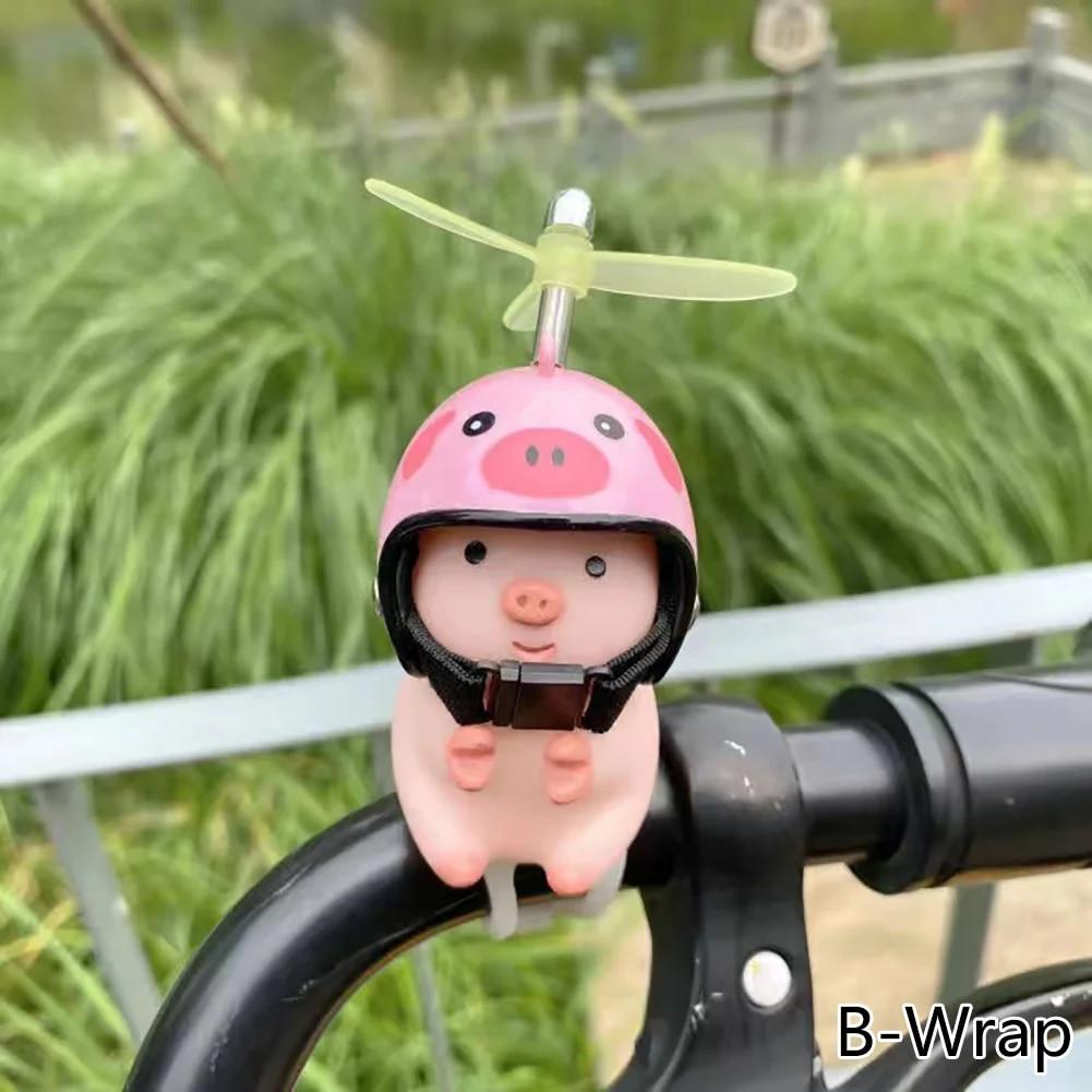 Car Cute Little Pink Pig With Helmet Propeller Wind-breaking Duck Road Bike Motor Helmet Riding Cycling Car Accessories Decor