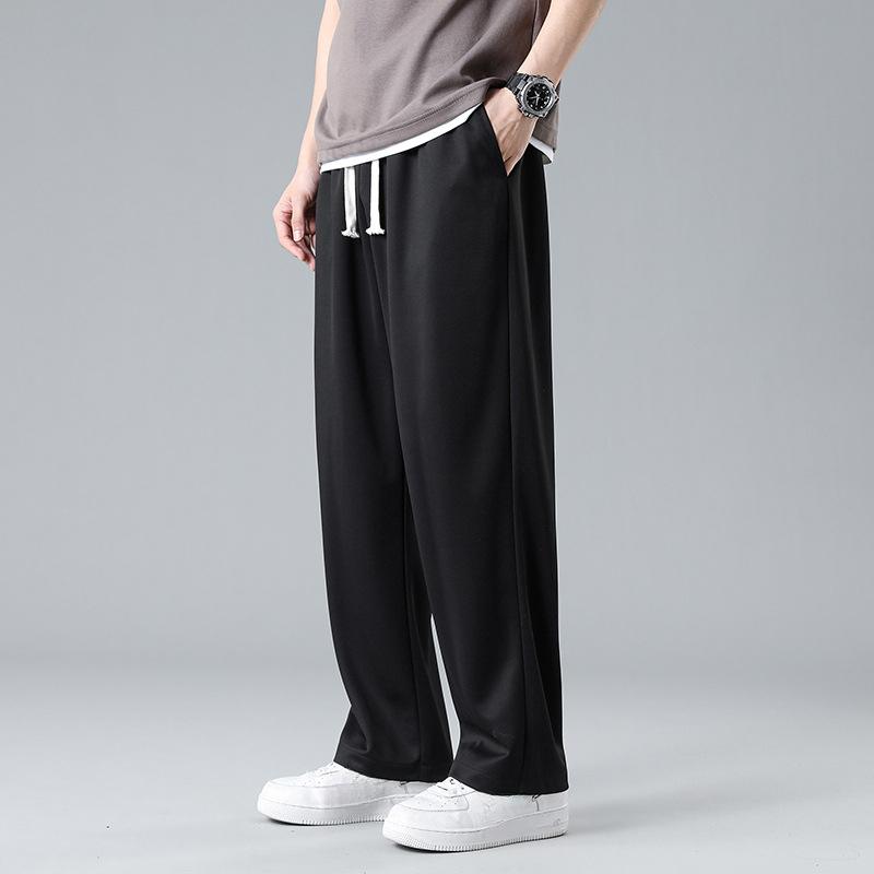 Летние спортивные брюки для мужчин Ice Silk, свободный крой для подростков, широкие брюки, осенние свободные повседневные брюки для мужчин