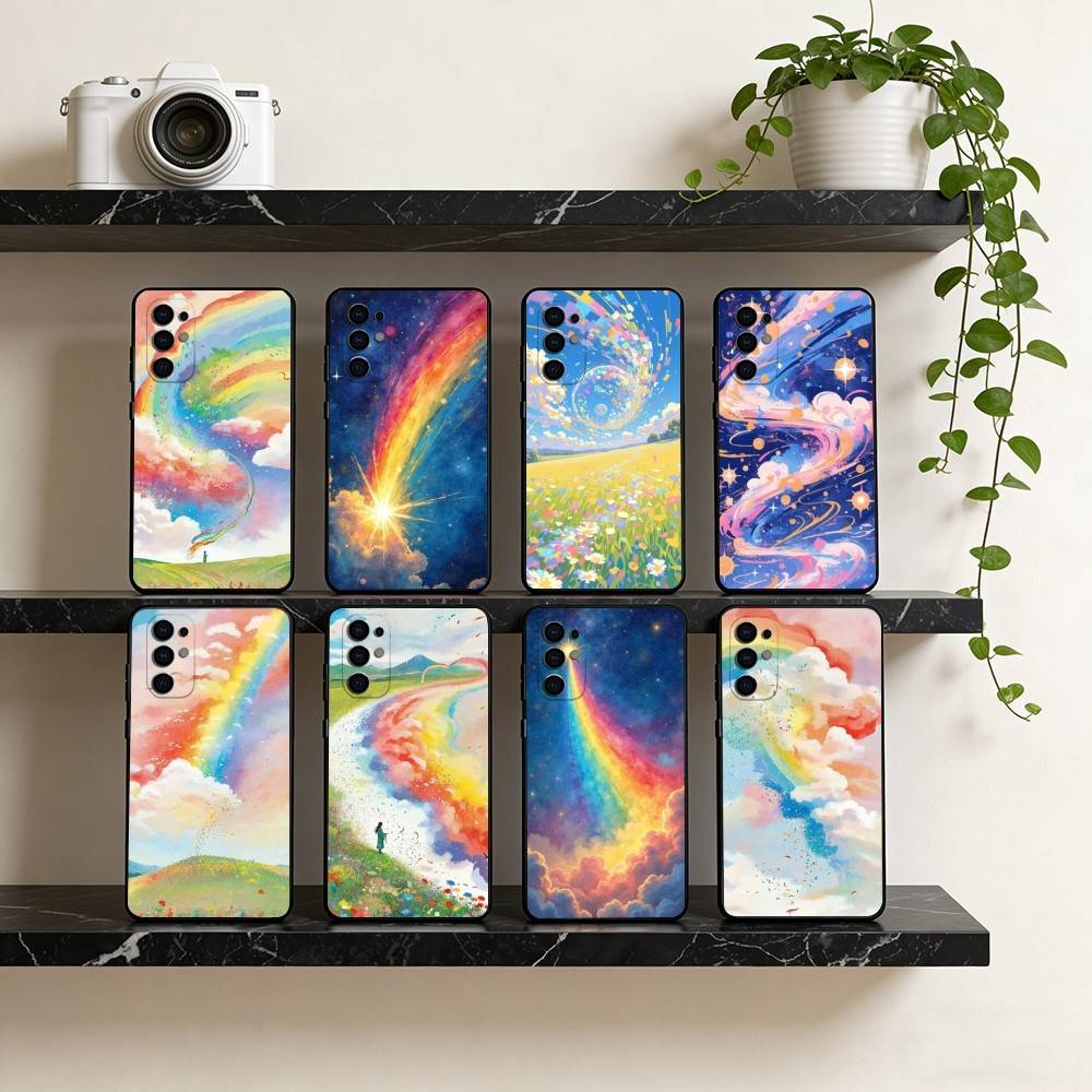 Цветной Чехол для телефона Для Samsung S25,S24,S21,S22,S23,S30,Ultra,S20,Plus,Fe,Lite,Note,10,Черная Крышка