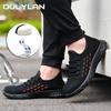 Oulylan Male Summer Breathable Work Shoes Lightweight Steel Toe Safety Boots Anti Puncture Protective Sneakers For Men