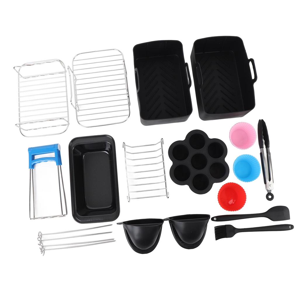 Набор аксессуаров для фритюрницы Решетка для гриля с шампуром Силиконовая щетка Щипцы для еды Сковорода для торта Сковорода из нержавеющей стали