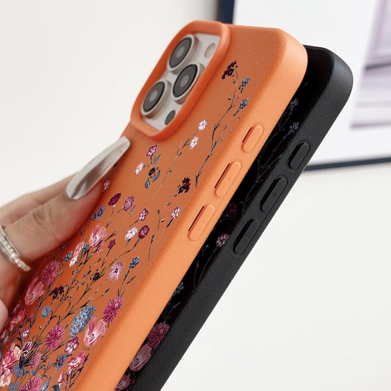 Чехол-бампер из ТПУ с принтом «Маленькие цветы» и текстурой кожи для iPhone 17 17e 16e 16 15 Pro Max 14 13 12 Pro Max 11 Air, силиконовый чехол для телефона