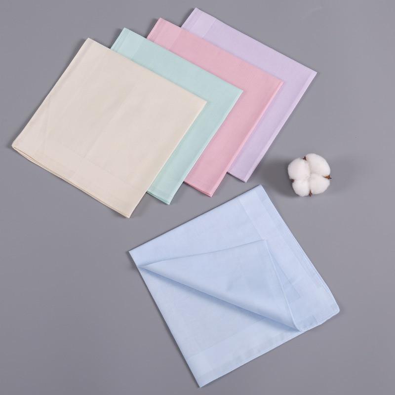 5Pcs/set 40x40cm Solid Color Cotton Women Pocket Squares Handkerchiefs Soft Suit Sweat Hankies Party Gift