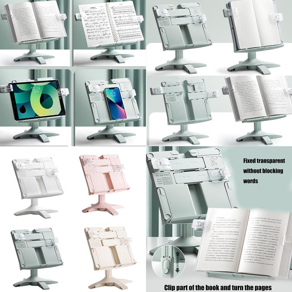 Подставка для книг с регулируемой высотой и углом наклона, подставка для чтения с зажимом для страниц, складная подставка для учебников, нот, планшета