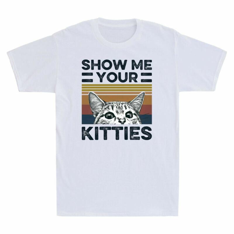Funny Cat Retro Show Version Vintage Unisexs TShirt Kitties Tee Your 2 Me Cotton