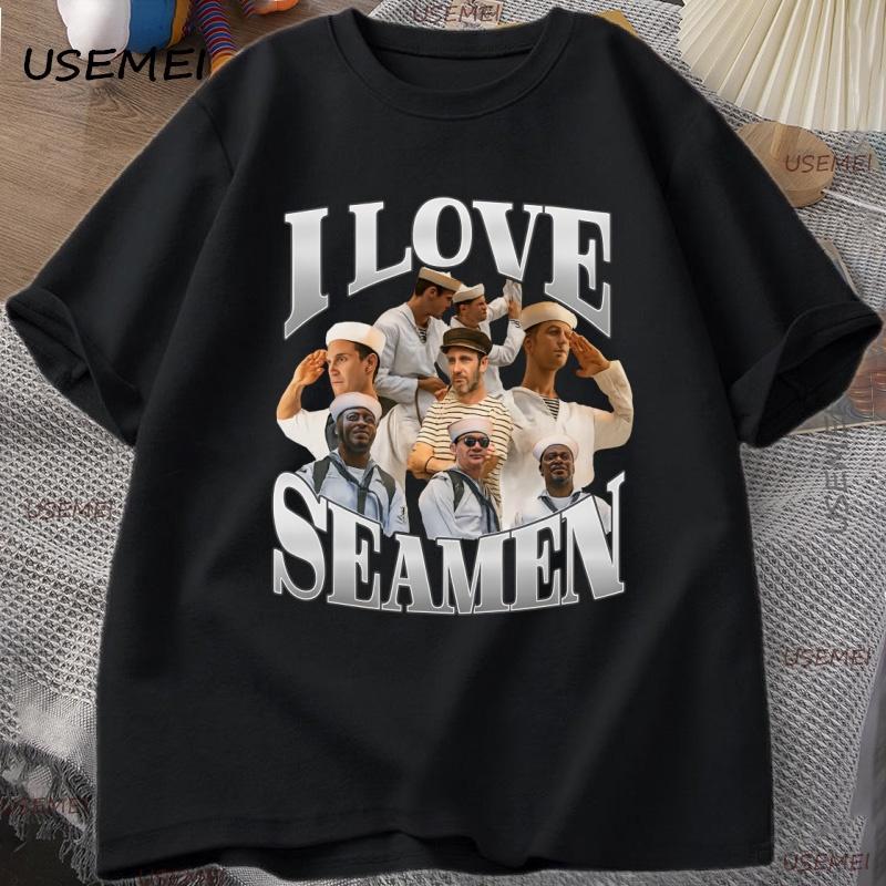 I Love SeaUnisex T Shirt Funny Short Sleeve Clothing for Unisex Tshirt Casual Unisex Clothes Y2k Tshirt Graphic Tees Top Tops Street