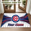 Crystal Velvet Square Rug Custom NameChicago Cubs Pattern Non Slip Home Floor Decor Rug