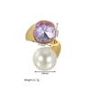 Atoztide Fashion Shiny Zircon Flower Rings For Women Stainless Steel Multiple Styles Shiny Stone Adjustable Ring Jewelry Gift