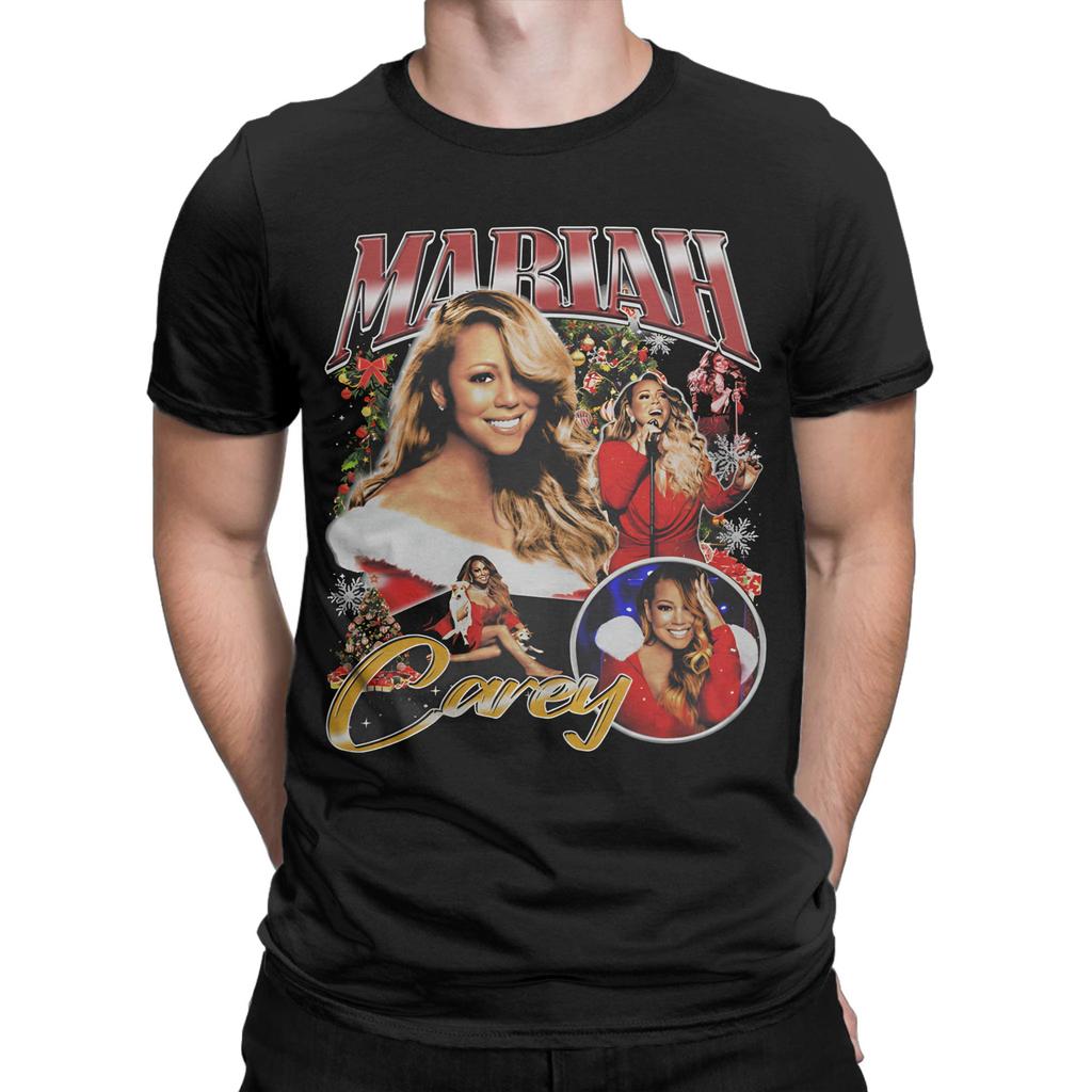 Mariahed Careys Merry Christmas  Print T Shirts for Men Women  Pure Cotton  Tee Shirt Clothing