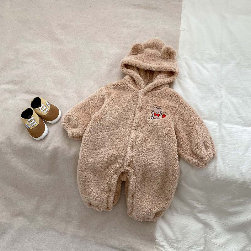 Cartoon Baby Romper Cute Dinosaur Bear Girls Onesie Cotton Hooded Long Sleeve Boys Bodysuit Autumn Winter Newborn Clothes