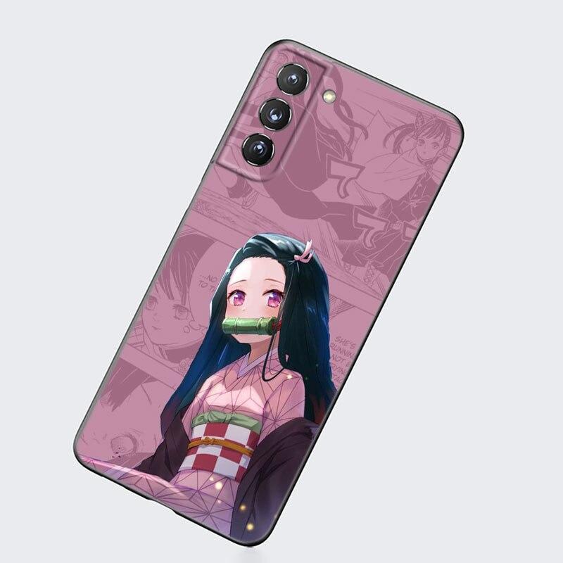 Чехол для телефона Demon Slayer Nezuko с аниме для Samsung Galaxy S22 Pro S21 S20 FE Ultra S10 Lite S10 S10E S9 S8 Plus, мягкий черный чехол