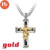 Привет изысканное модное двухцветное ожерелье с подвеской в ​​виде креста Иисуса мужское ожерелье в стиле ретро