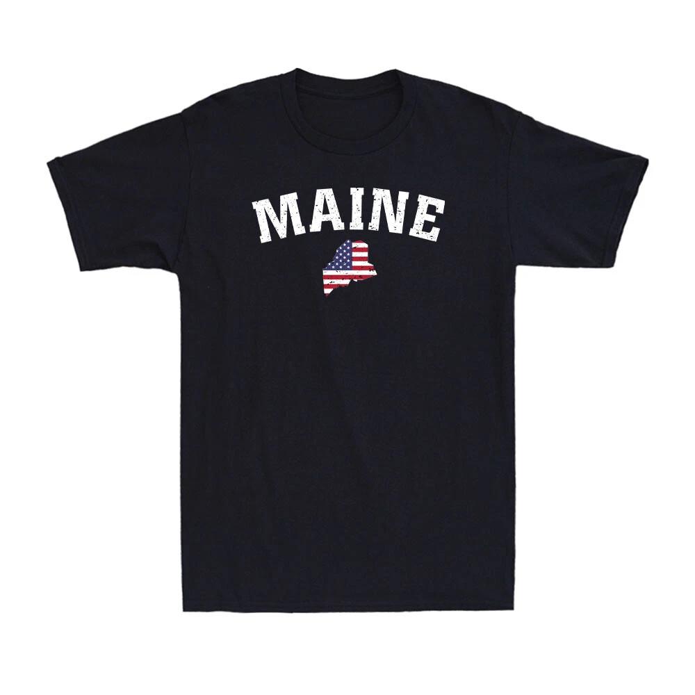 Maine US Flag Support Maine Pray For Maine Political Joke Vintage Men's Shirt