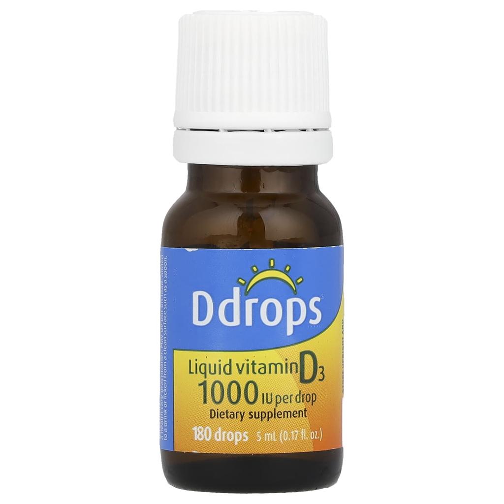 Ddrops, жидкий витамин D3, 1000 МЕ, 5 мл (0,17 жидких унций)
