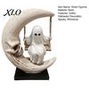 Retro Gothic Decor Halloween Ghost Swing Figurine, Spooky on A Moon Statue, Creative Resin Sculpture Home Decoration for Desktop, Mantel, Fireplace,