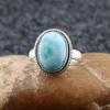 Кольцо с натуральным драгоценным камнем ларимар, серебряное кольцо 925 пробы, дизайнерское кольцо ручной работы, эффектное кольцо, овальное кольцо, кольцо унисекс, кольцо для праздничной одежды