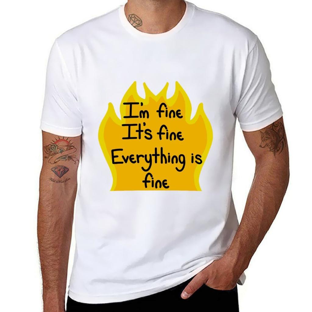 Im Fine Its Fine Everything Is Fine Tshirt Christmas Casual Short Sleeve Top