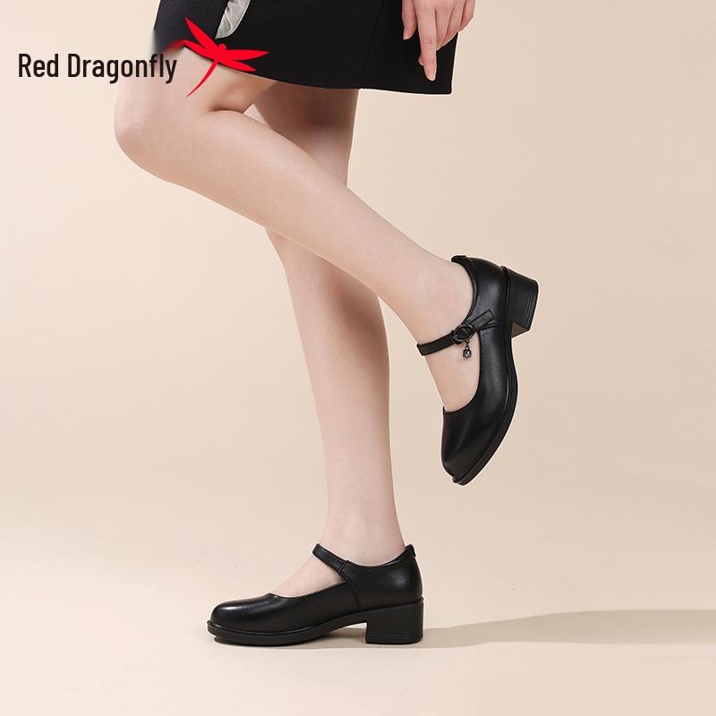 Женские лоферы Mary Jane из натуральной кожи Red Dragonfly - На массивной подошве, с неглубоким вырезом, идеально подходят для весны и осени.