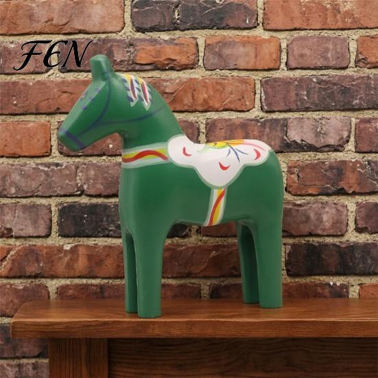 Handcrafted Wooden Animal Figurine Hand Painted Dala Trojan Horse Figurine, Solid Wood Rustic Statue, Decorative Tabletop Ornament for Home Farmhouse