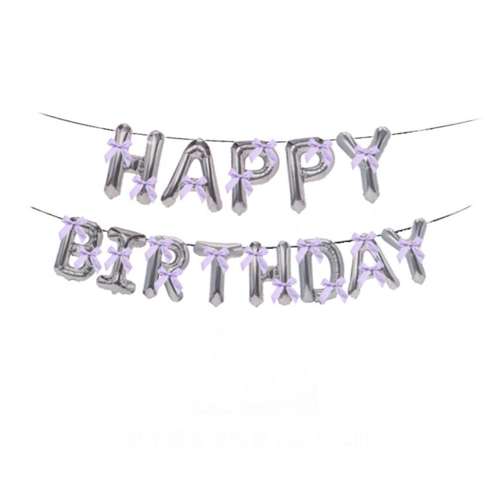 Balloon Set Happy Birthday Balloons Bow Ribbon Happy Birthday Letter Aluminum Foil Balloons  Party