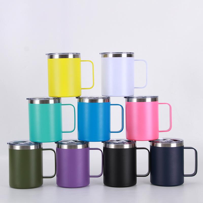 Новая 12-унциевая изолированная кружка-роллер из нержавеющей стали 304, переносная ручка, кофейная кружка, вакуумная изоляция, кружка для мороженого, предметы домашнего обихода