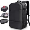 [lovvento] Мужской рюкзак с вакуумной компрессией, Вмещает 17-дюймовый ноутбук, Вместимость 50 л, Расширяемый, Двухслойный дизайн, с замком, Функция ручной клади,