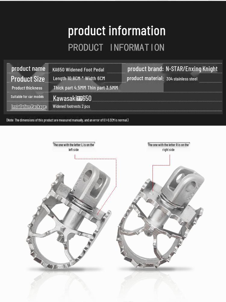 Поворотные подножки N-STAR Beast 650 из нержавеющей стали - Широкая поверхность с шипами для мотоциклов