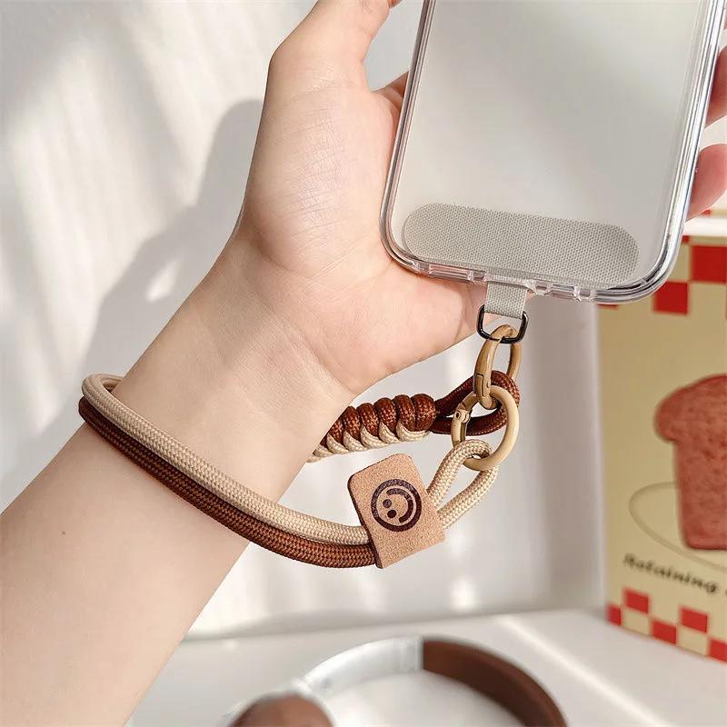 Phone Lanyard Wrist Strap Woven Phone Lanyard Creative Keychain Hanging Rope Anti-lost Security Wristband Universal Short Rope