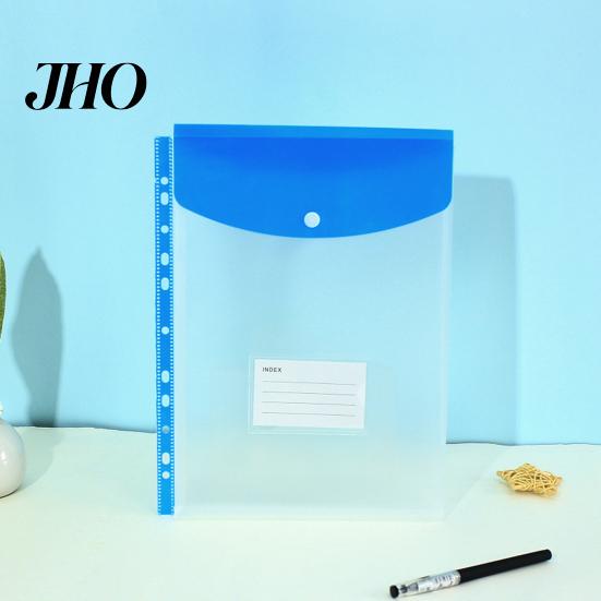 11 Hole Punched File Sleeves Binder Pockets for A4 Binders, Plastic Expanding Folders Project Organizer with Snap Closure & Transparent Label