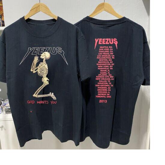 Kanye West 2013 Тур Yeezus Бог хочет тебя Хлопковая Черная Унисекс Футболка