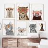 Сафари детеныши животных лев зебра в очках постеры холст картина детская настенная живопись печать детская комната фотографии скандинавский детский декор