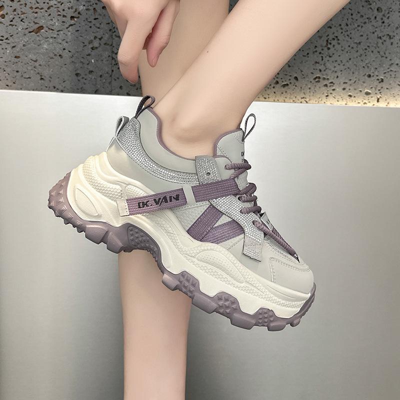 Кожаные кроссовки на платформе в стиле "dad shoes" весенняя новинка, маленькие повседневные спортивные туфли
