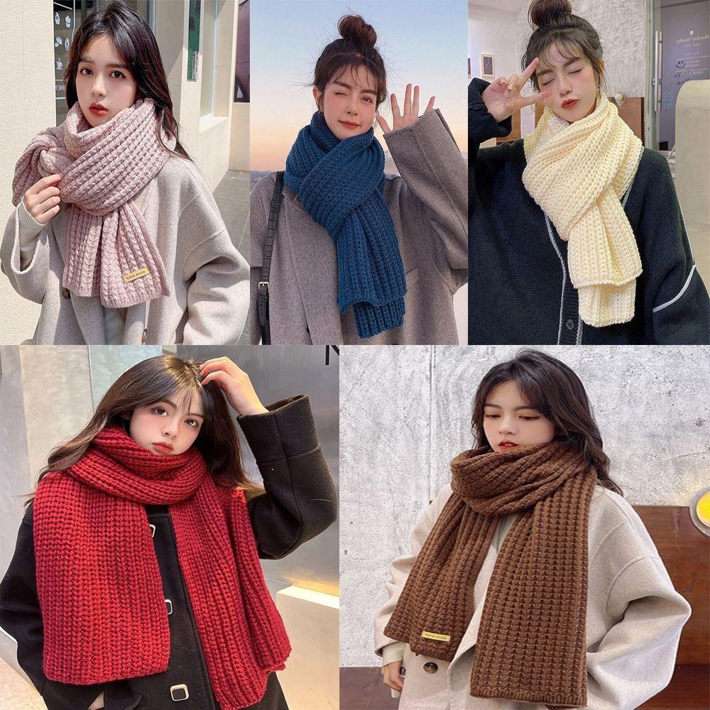 Windproof Knitting Scarf Thickening Warm Tube Couple Warm Neck Cover Thermal Neck Warmer  Men Women