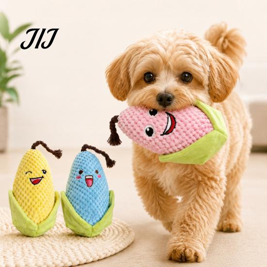 Crinkle Paper Dog Toys Plush Corn Toy, Squeaky Chew Stuffed Small Medium Large Breed Puppy Teething Toy for to Dogs Engaging Squeaker