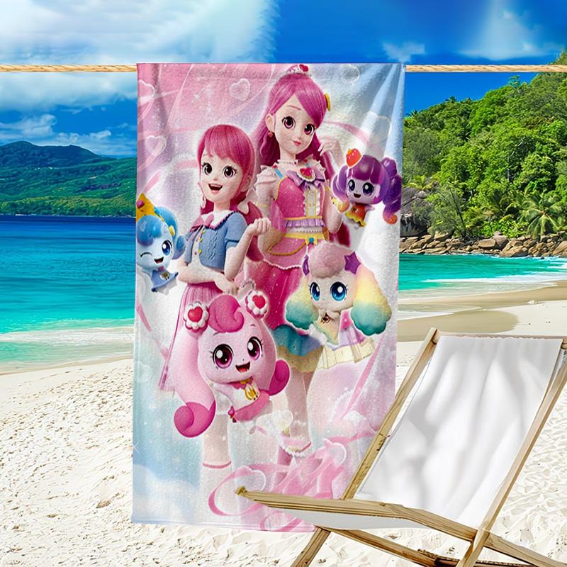 1pc Catch Teenieping Magic Sweethear (4) Beach Towel, Beach and Seaside Swimming Pool Equipment, Fashion Pattern, Rectangular, Travel Essentials