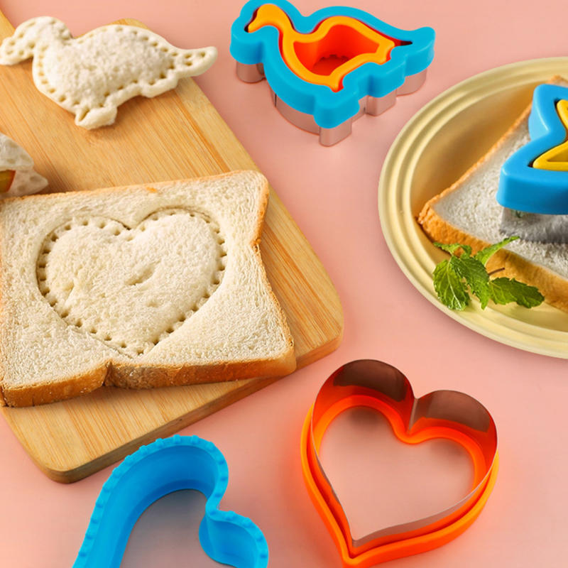 Набор формочек для сэндвичей для детей, приспособление для приготовления печенья, хлеба, печенья, сделай сам, симпатичные аксессуары для выпечки на обед, коробка для бэнто