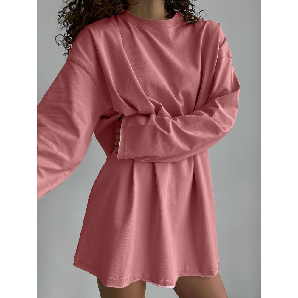 Hirsionsan Базовая футболка с круглым вырезом из 100% хлопка для женщин, свободный свитер большого размера, шикарные повседневные футболки, женские топы, одежда для девочек