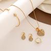 Heart-Shaped Pendant Necklace, Earrings, Ring, and Bracelet Wedding Jewelry Set