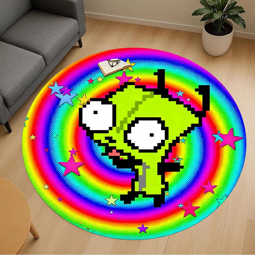 1pc Alien Rainbow Round Chair mat office Area Rug - Non-Slip, Floor Mat for Office, Bedroom, Ideal home decor gift p0105022