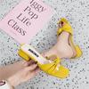 Women Slippers Flock Bowtie Female Mules Fashion Low Heels Shoes Pointed Toe Ladies Plus Size Elegant Woman Slipper 2024