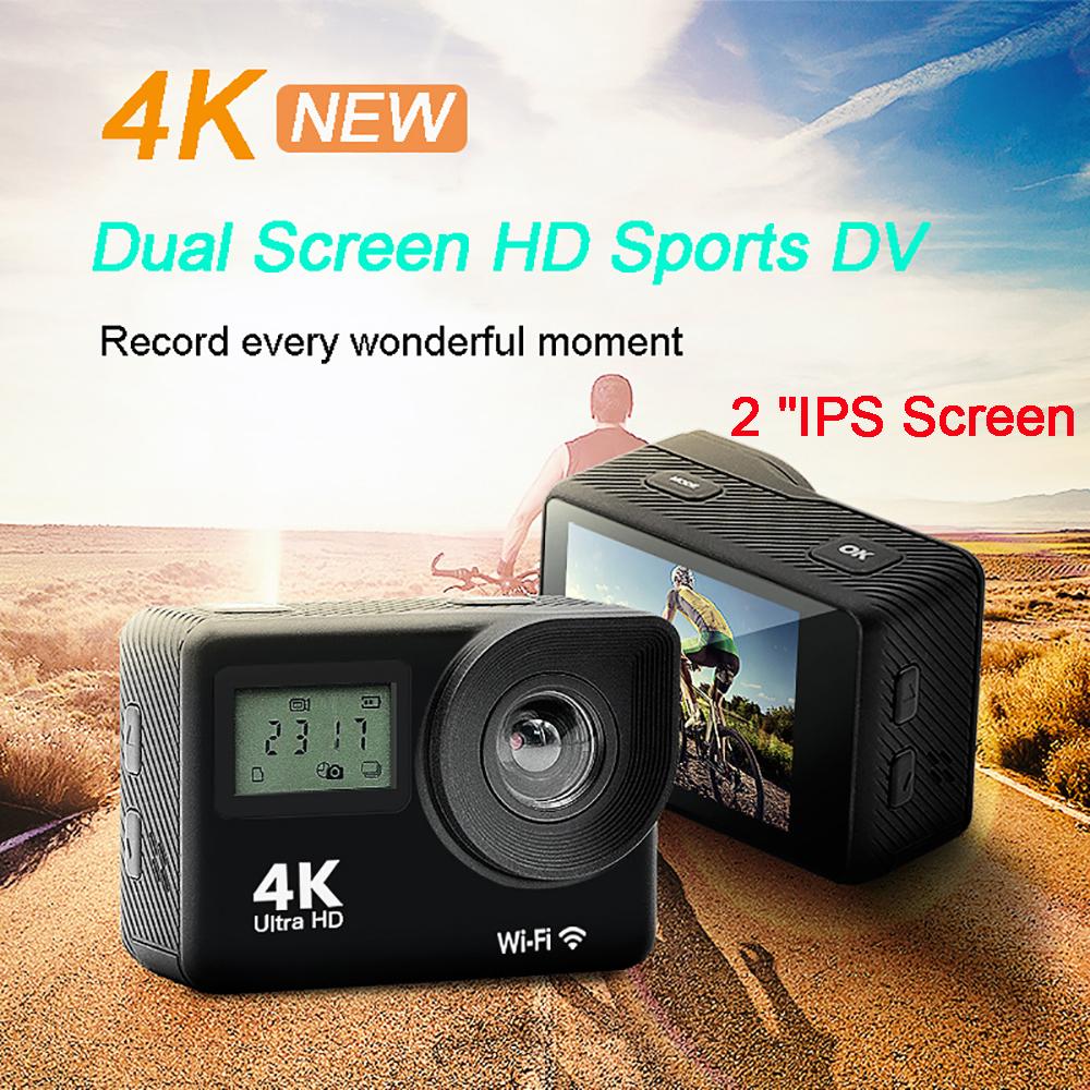 Уличная 4K 24FPS 16MP экшн-камера с двойным IPS-экраном, WiFi, водонепроницаемая, профессиональная спортивная DV-камера с креплением на шлем и пультом дистанционного управления, веб-камера