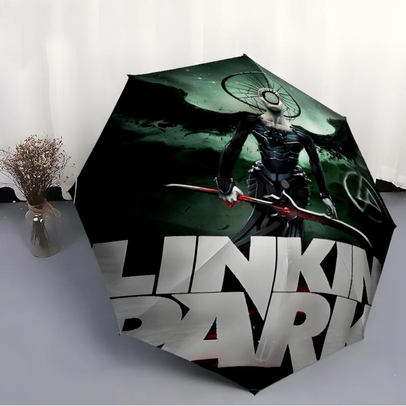 1 шт. Зонт Linkin Park3, Защита от солнца и УФ-излучения. Имеет восемь прочных ребер для использования на улице и является идеальным подарком