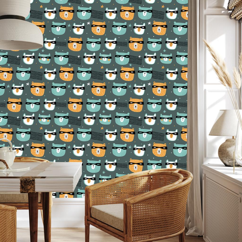 Teddy bears stars dots wallpaper for living room and bedroom 50x1000