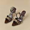 New Niche Design Rivet Open-toed High Heels Women's Thin Heels Beautiful Sandals Women
