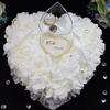 Romantic Rose Wedding Favors Heart Shaped Jewelry Gift Ring Box Pillow Cushion AVE