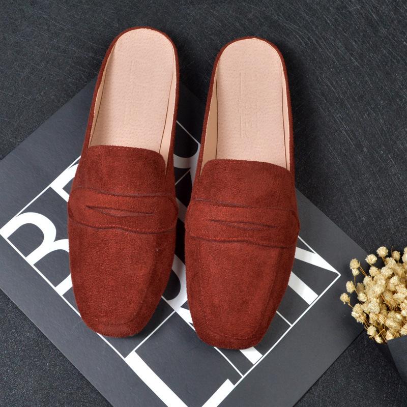 Женские плоские тапочки на плоской подошве, полутапочки для женщин, модные повседневные туфли Muller с квадратным носком, женские большие размеры