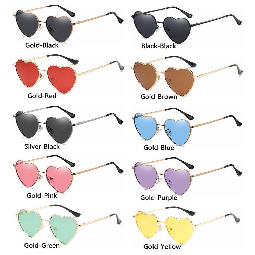 Metal Frame Vintage Polarized Glasses Eyewear Heart-Shaped Glasses Women Heart Sunglasses