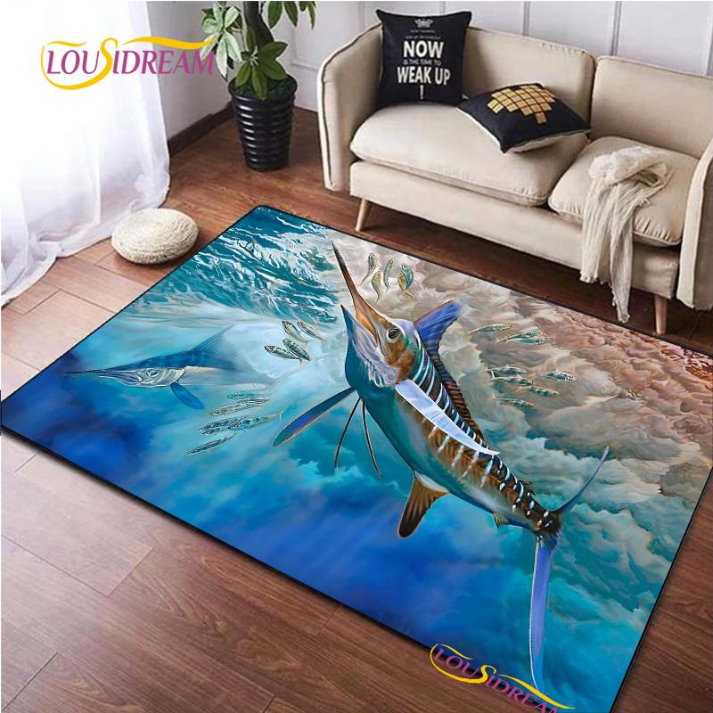 Fishing Enthusiast Carpet for Living Room Sofa Bedroom Alfombra Rugs Kitchen washroom Door Kids Unslip floor Mats birthday gift